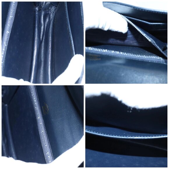 GUCCI Shoulder Bag Leather Navy Gold Auth - Picture 14 of 15